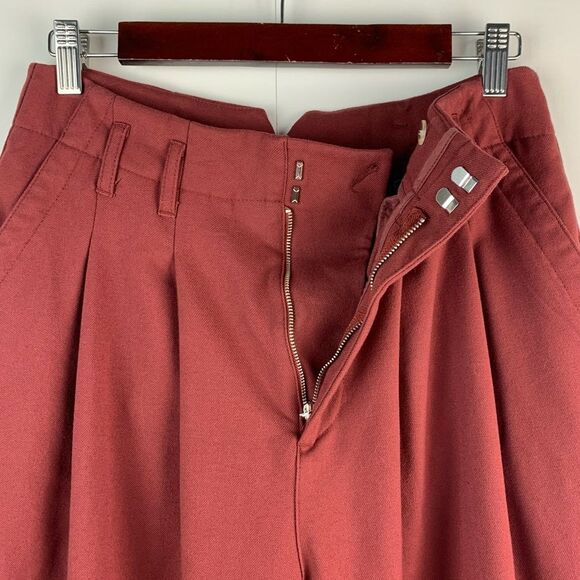 Free People Calla Burgundy Dark Red Pleated High Rise Trouser Pants Size 4 - Picture 5 of 9